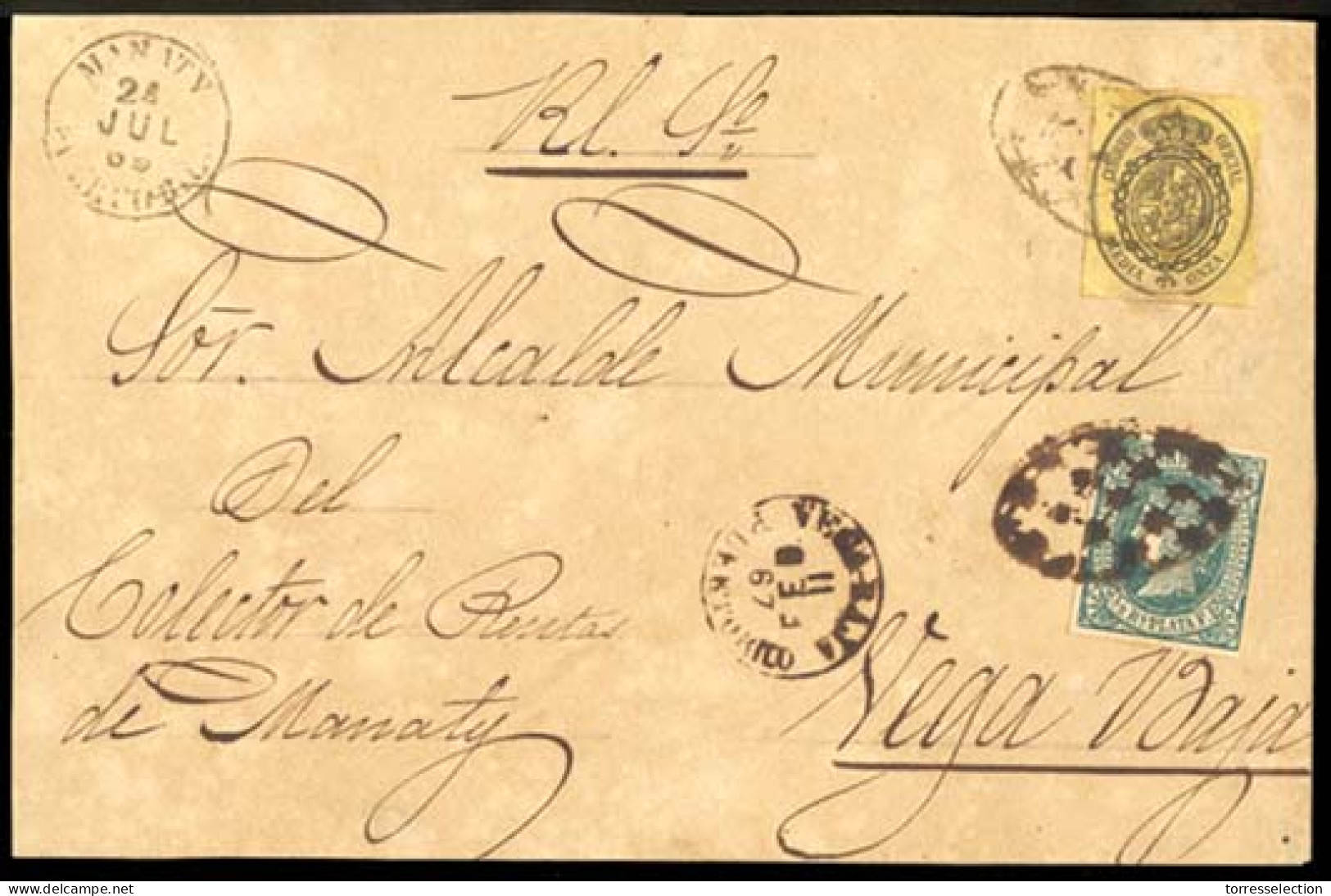 PUERTO RICO. 1867 (11 Feb.). Esp. Ed. 35, Ant. Ed. 10º (variedad Papel Blanco). Manatí A Vega Baja. Frente Oficial Con F - Puerto Rico