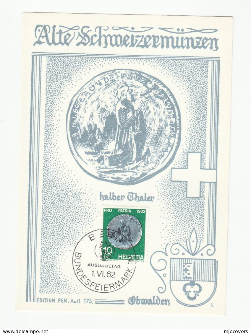 1962 Jean Jacques Rousseau COIN PRO PATRIA Maximum CARD Switzerland Stamps Philosophy Music Composer  Fdc Cover - Monnaies