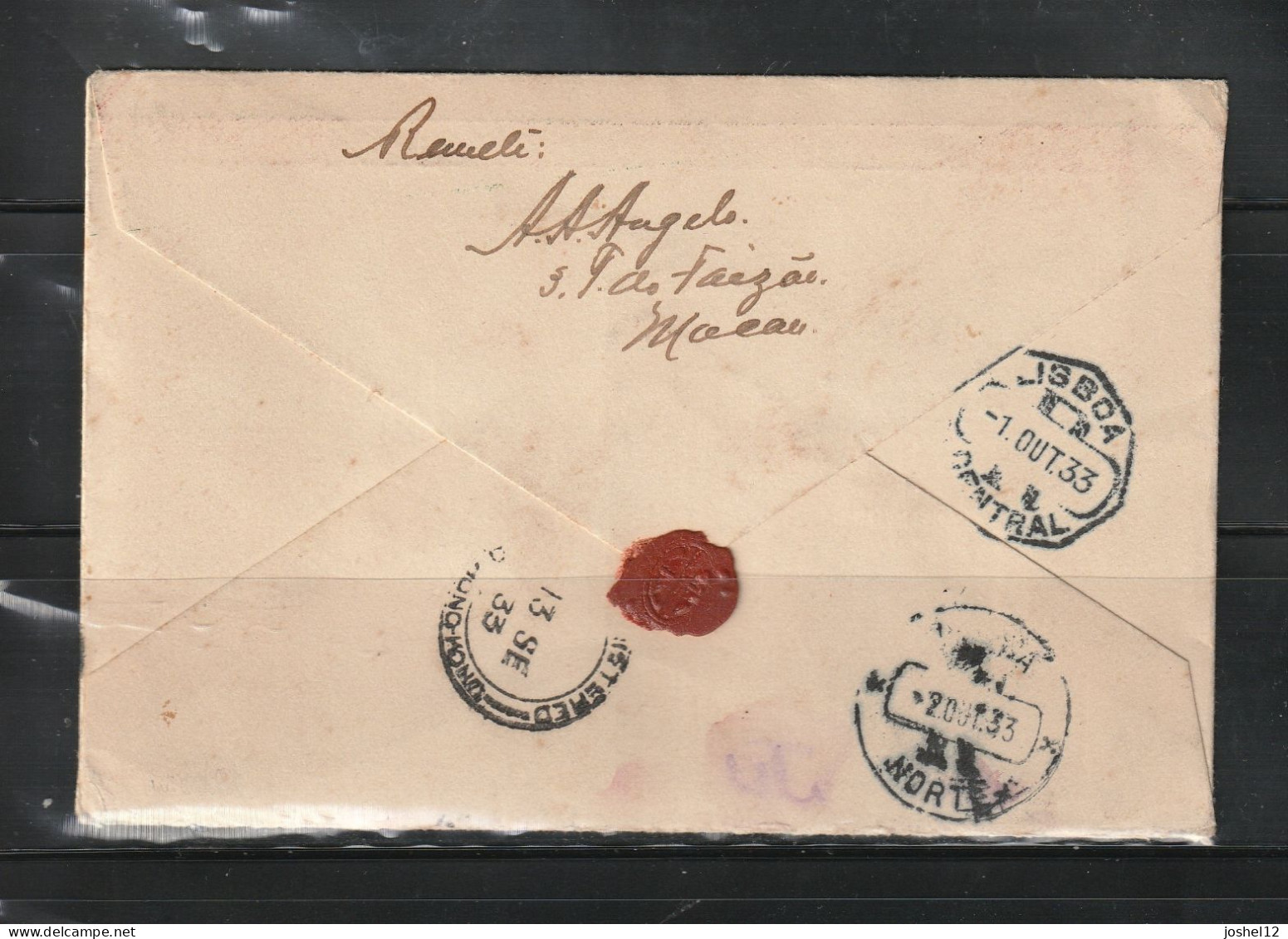 Macau Macao 1932 Airmail Registered Cover To Portugal Via Air France - Lettres & Documents