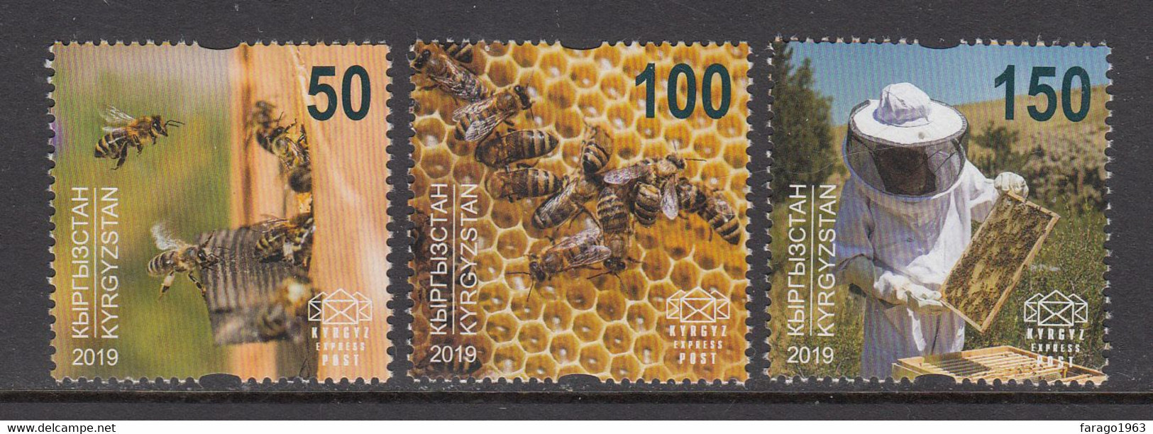 2019 Kyrgyzstan Bees Honey  Complete Set Of 3  MNH - Kirgisistan
