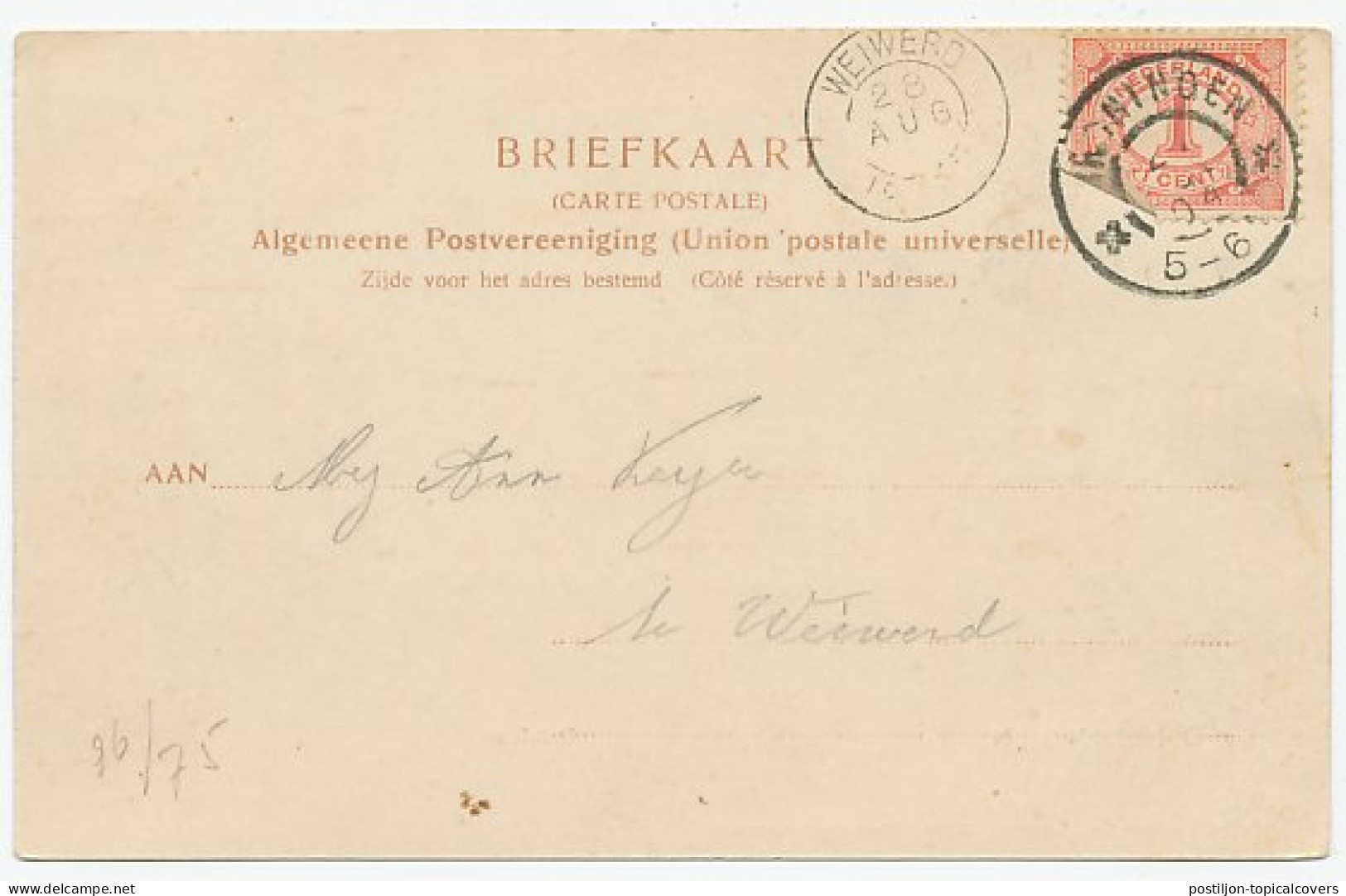 Prentbriefkaart Groningen - Reitdiep 1904 - Altri & Non Classificati
