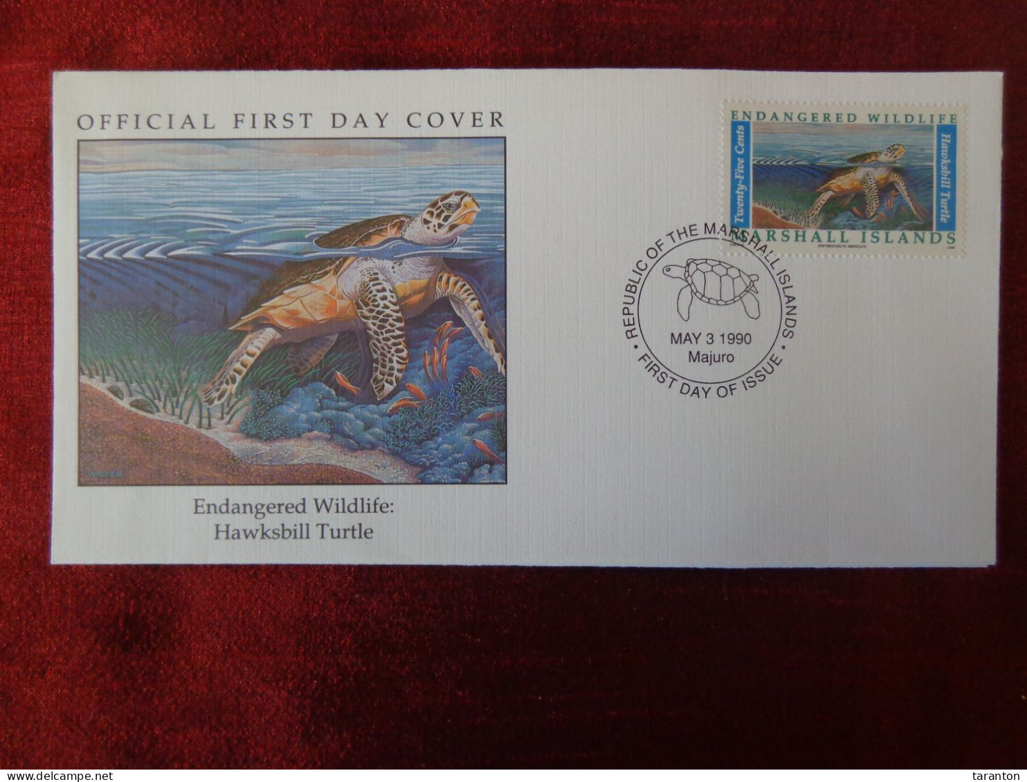 1990 - FDC - MARSHALL ISLANDS, ENDANGERED WILDLIFE: HAWKSBILL TURTLE - Collections (sans Albums)