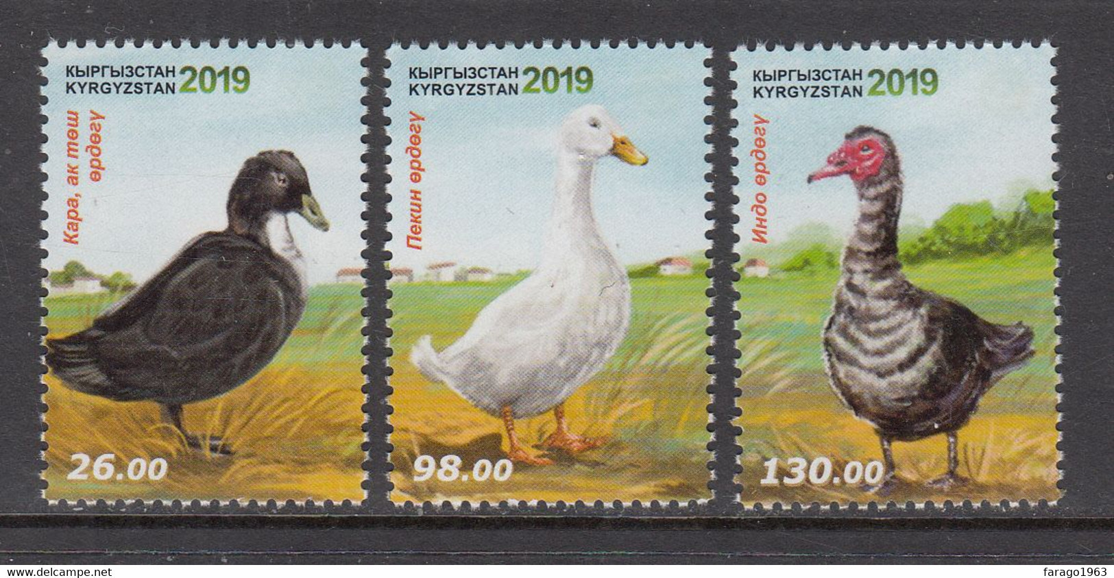 2019 Kyrgyzstan Ducks Birds   Complete Set Of 3  MNH - Kirgisistan