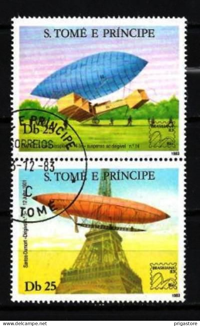 Saint Thomas Et Prince 1983 Ballons Et Dirigeables (25) Yvert N° 739 Et 740 Oblitéré Used - São Tomé Und Príncipe