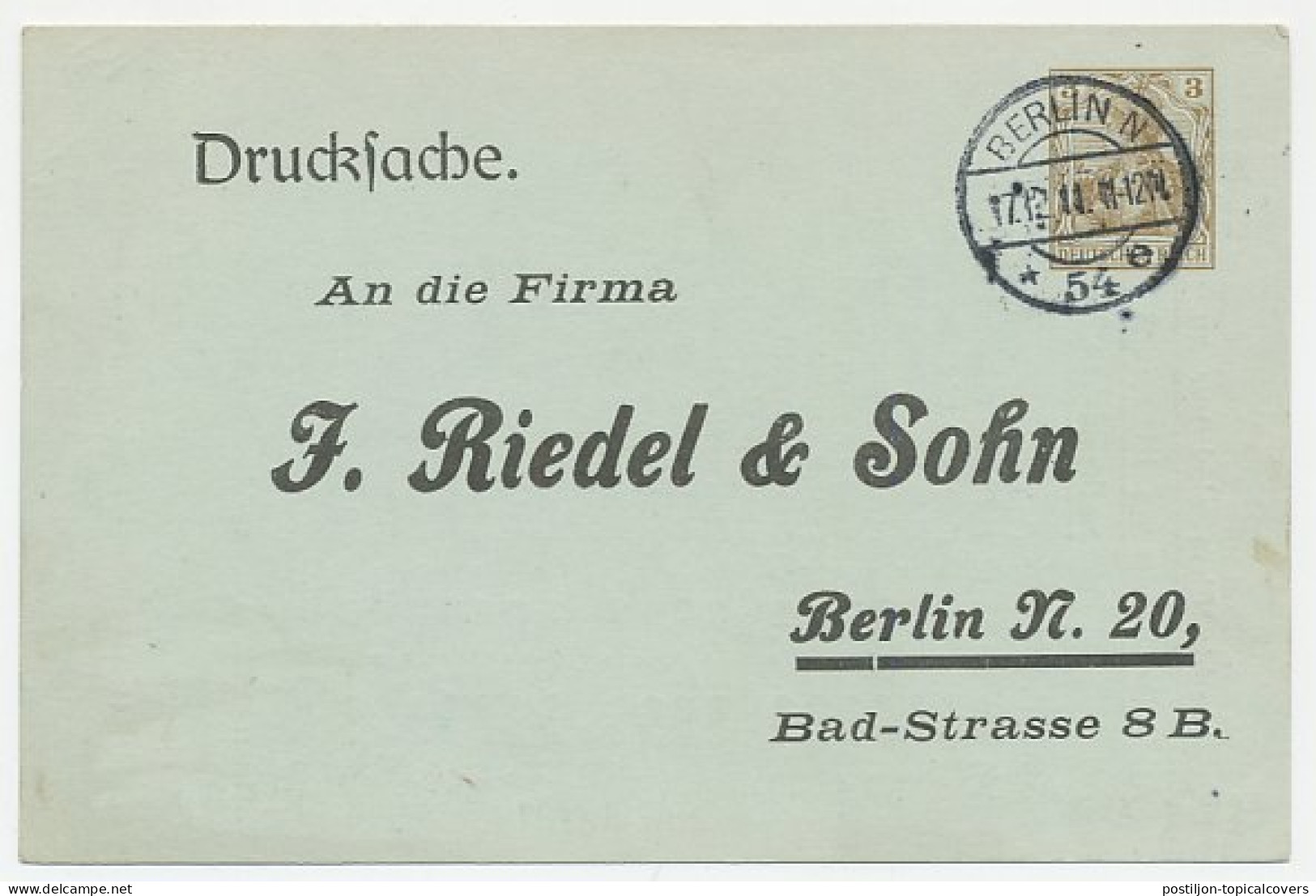 Postal Stationery Germany 1911 Beer - Order Card - Berlin - Riedel And Son - Vinos Y Alcoholes