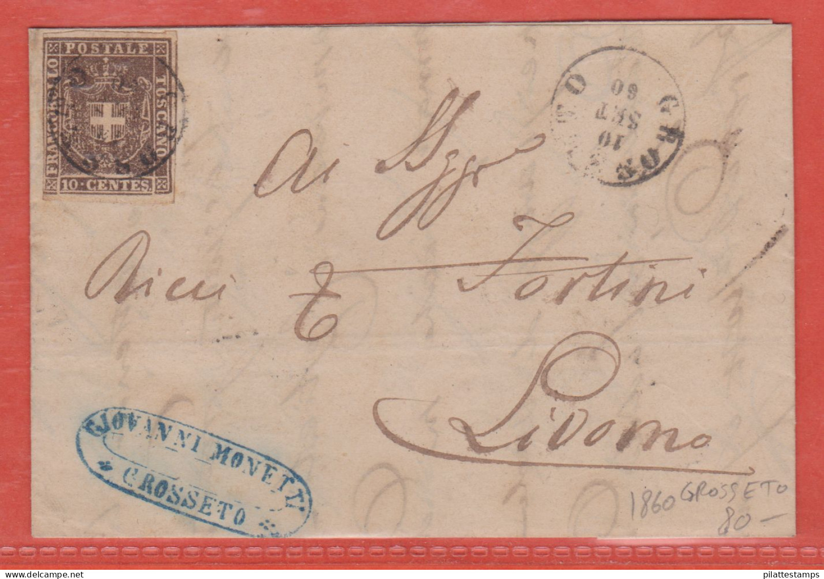 ITALIE TOSCANE LETTRE DE 1860 DE GROSSETO POUR LIVOURNE - Toscana