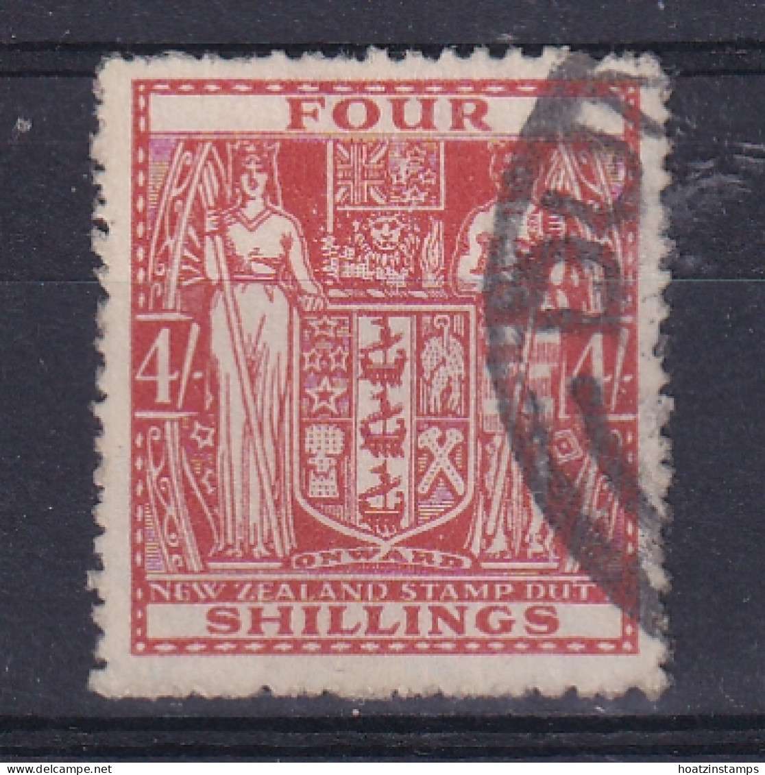 New Zealand: 1931/40   Postal Fiscal   SG F148   4/-   Red    Used  - Postal Fiscal Stamps