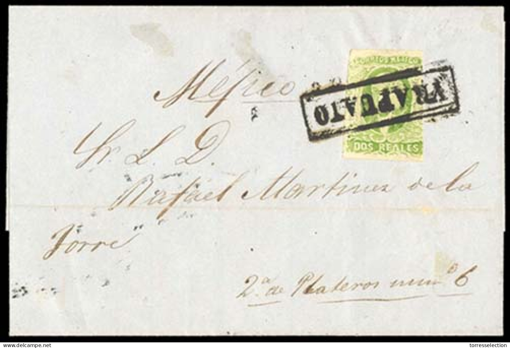 MEXICO. C. 1857 Sc. 3dº. Yrapuato To Mexico City. E. Franked 1856 2rs Green, No District Name (Guanajuato). Tied Box "YR - Messico