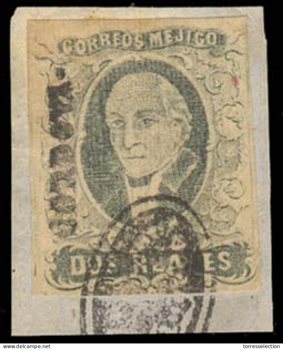 MEXICO. Sc. 8º. 1861 2rs Black / Pink, Good Margins. Cordova District Name, With Negative OVAL SEAL Cancel. UNRECORDED.  - Messico