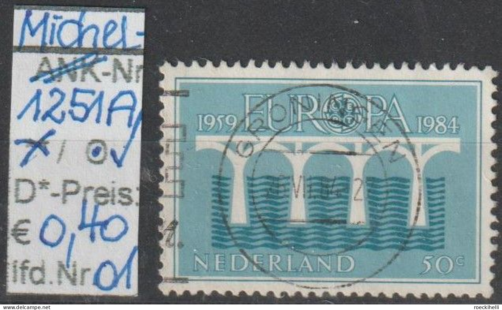 1984 - NIEDERLANDE - SM "Europa: 25 J. Europ. Konferenz..." 50 C Hellkobalt - O Gestempelt - S.Scan (1251Ao 01-03 Nl) - Gebraucht
