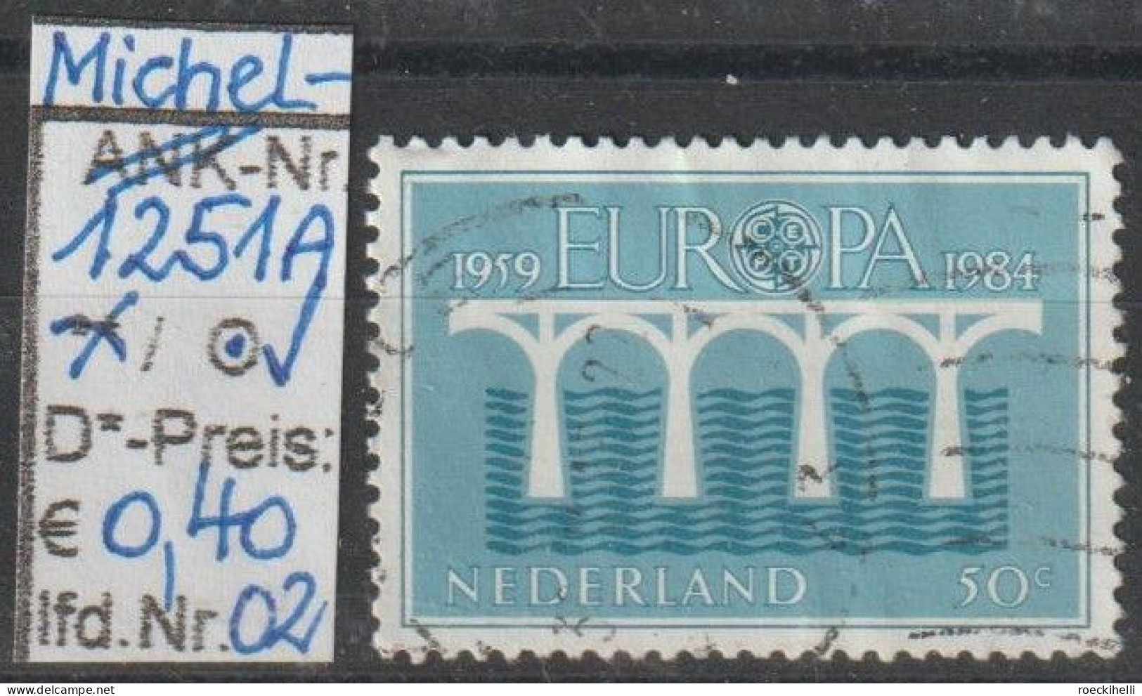 1984 - NIEDERLANDE - SM "Europa: 25 J. Europ. Konferenz..." 50 C Hellkobalt - O Gestempelt - S.Scan (1251Ao 01-03 Nl) - Gebruikt