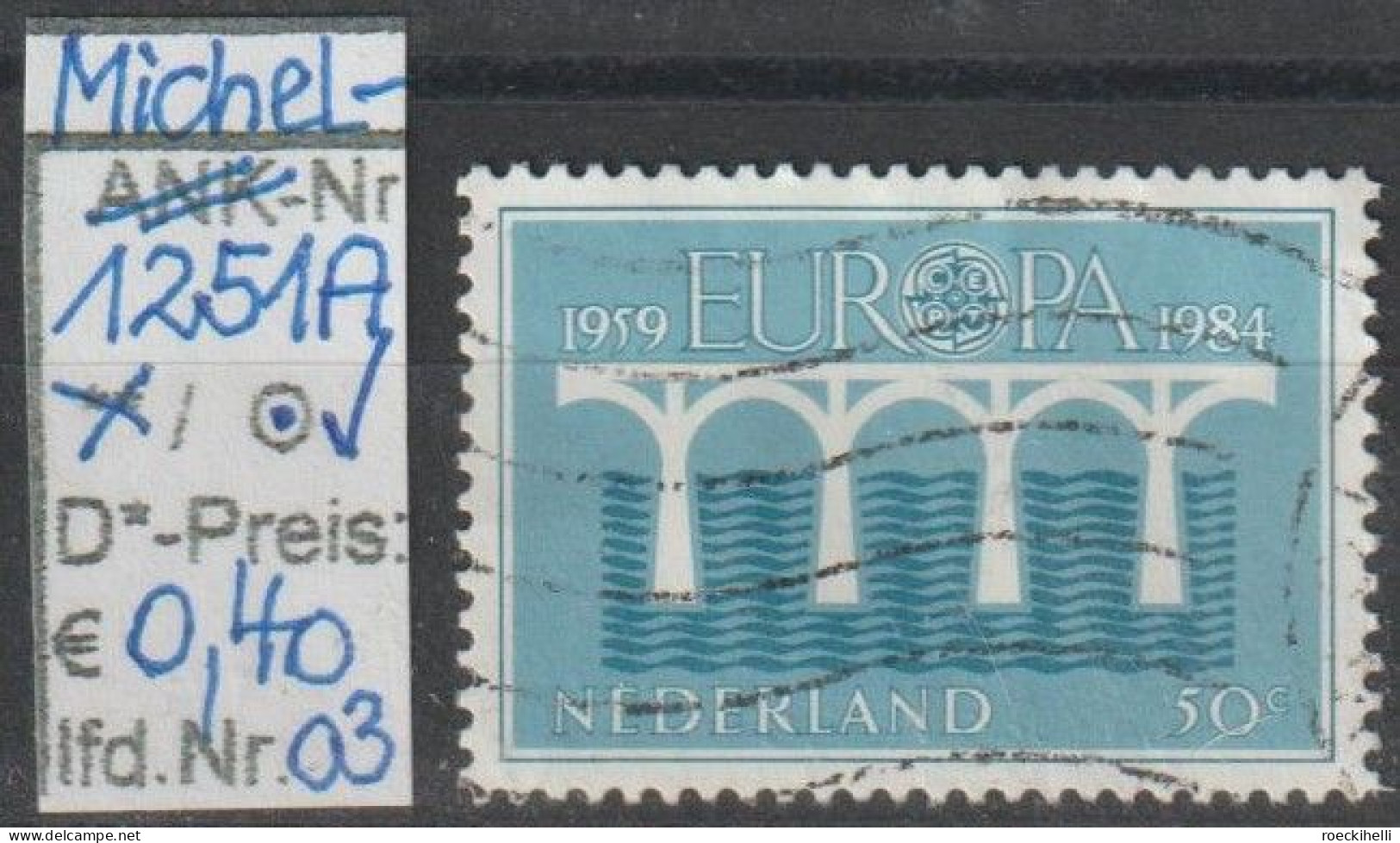 1984 - NIEDERLANDE - SM "Europa: 25 J. Europ. Konferenz..." 50 C Hellkobalt - O Gestempelt - S.Scan (1251Ao 01-03 Nl) - Oblitérés