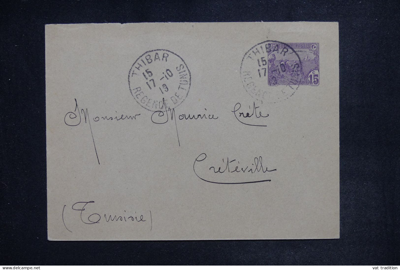 TUNISIE - Entier Postal De Thibar Pour Crétéville En 1919 - L 150733 - Storia Postale