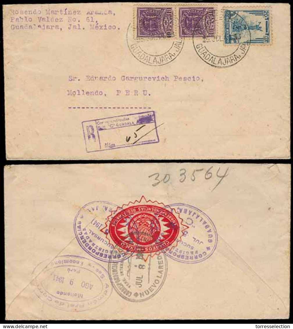 Mexico - XX. 1941. Gjara "C" - Peru. Regulated Fkd Env. V Nice + Dest. - México