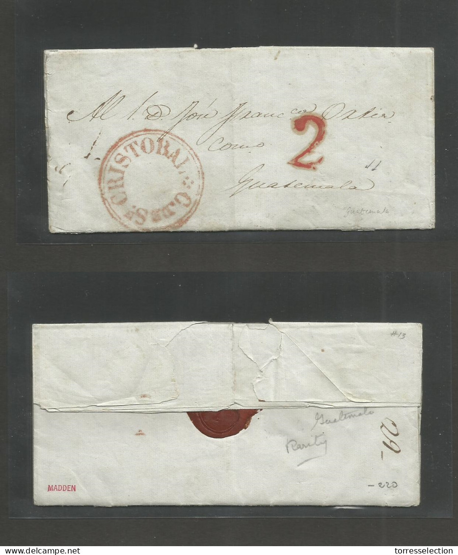 MEXICO - Stampless. C. 1849-50. Ciudad De San Cristobal De Las Casas - Guatemala. EL Full Text, Charge "2" Reales In Red - México