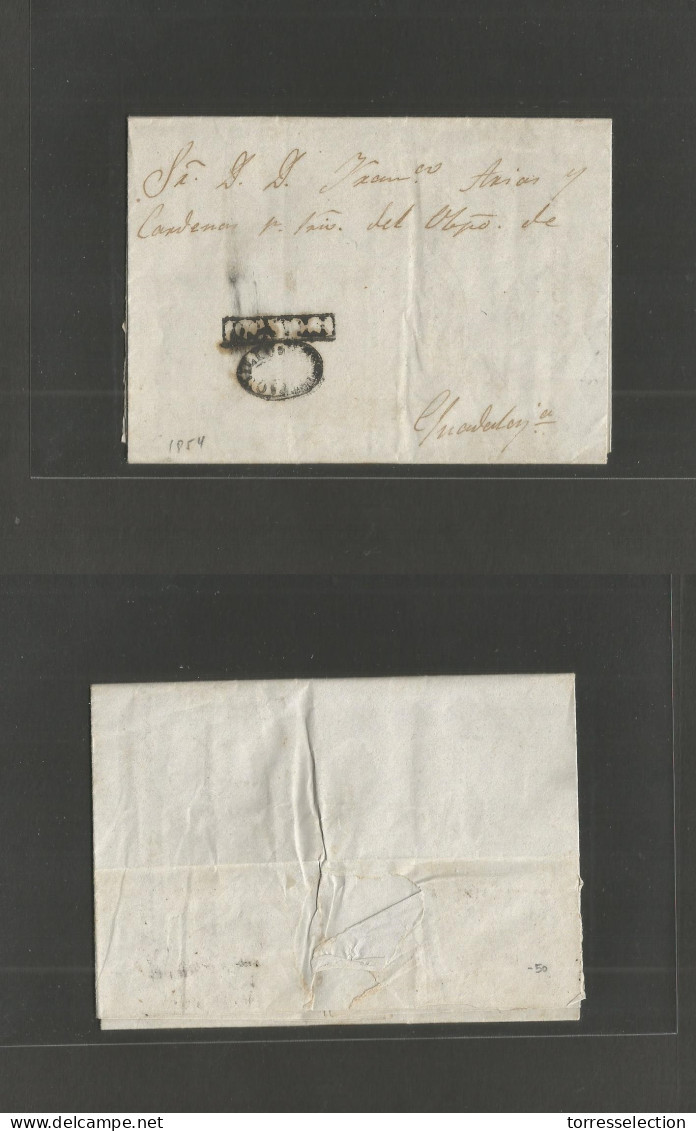 MEXICO - Stampless. 1854 (24 Dec) Ostotipan - Guadalajara. Sello Negro. EL Full Text, Oval Town Name + Franco. Fine. - México