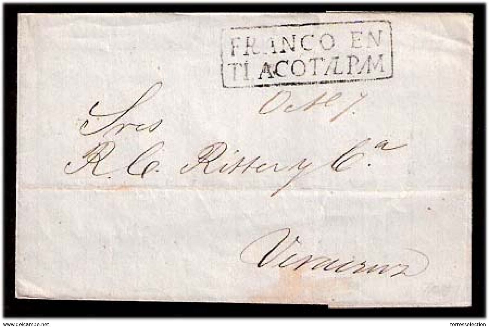 MEXICO - Stampless. 1859. Tlacotalpan - Veracruz. E. Boxed "Franco En / Tlacotalpam" (xxx / R). Superb Cond. - México