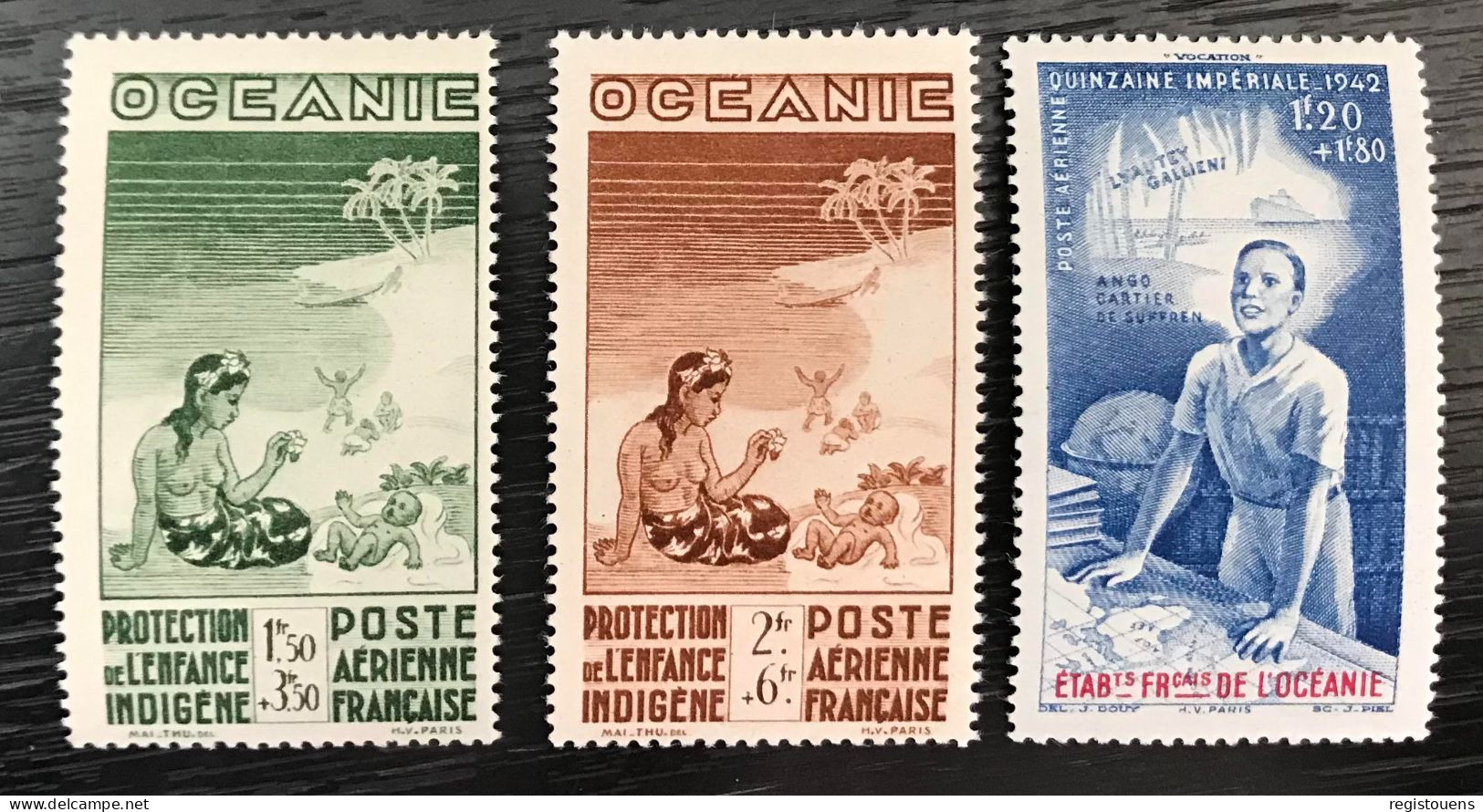 Lot De 3 Timbres Neufs** Etablissements Français De L' Océanie 1942 - Neufs