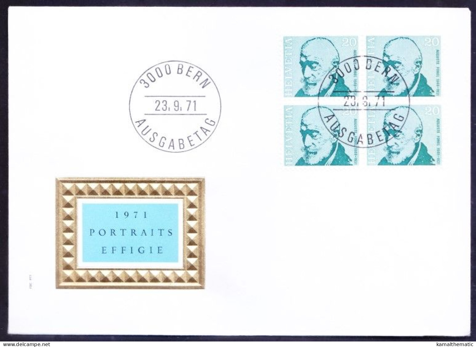 Switzerland 1971 FDC, Auguste Forel Neurologist Blk, Medicine - Médecine