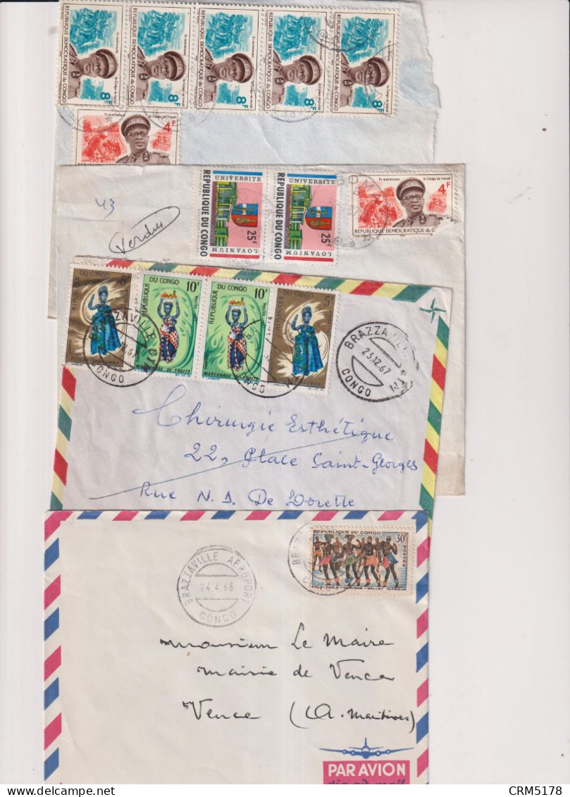 CONGO-DIVERS-LOT DE 15 ENVELOPPES DONT 1 RECOMMANDE-1966--+- VOIR CACHETS - Altri - Africa