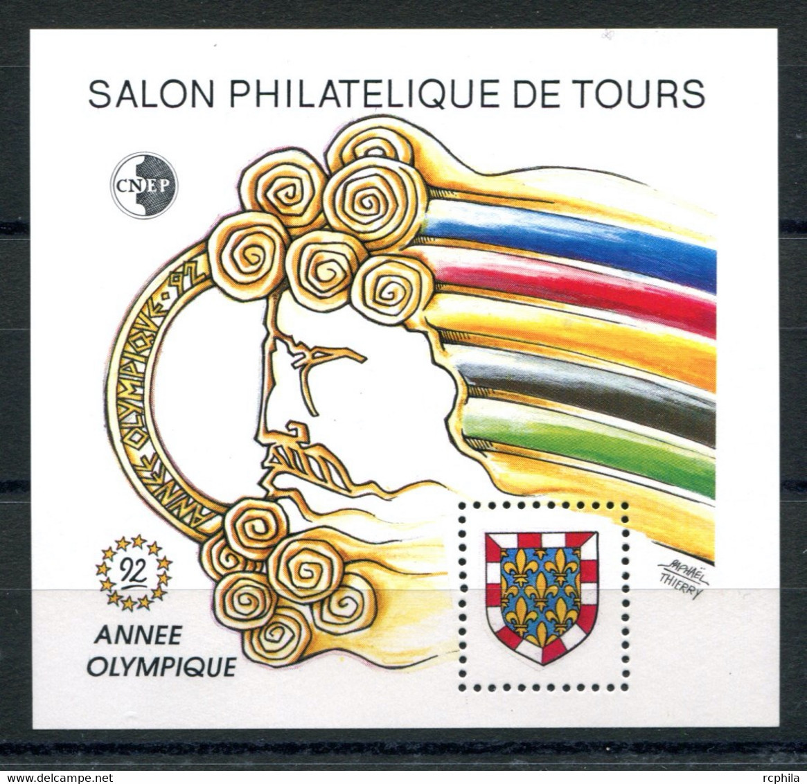 RC 24293 FRANCE COTE 100€ CNEP N° 15 - 1992 SALON PHILATELIQUE DE TOURS ANNÉE OLYMPIQUE BLOC NEUF ** MNH TB - CNEP