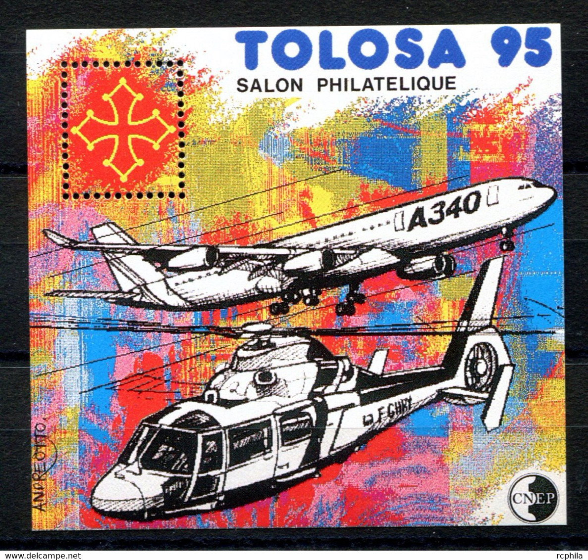 RC 24298 FRANCE COTE 65€ CNEP N° 20 - 1995 SALON PHILATELIQUE DE TOULOUSE TOLOSA AIRBUS BLOC NEUF ** MNH TB - CNEP