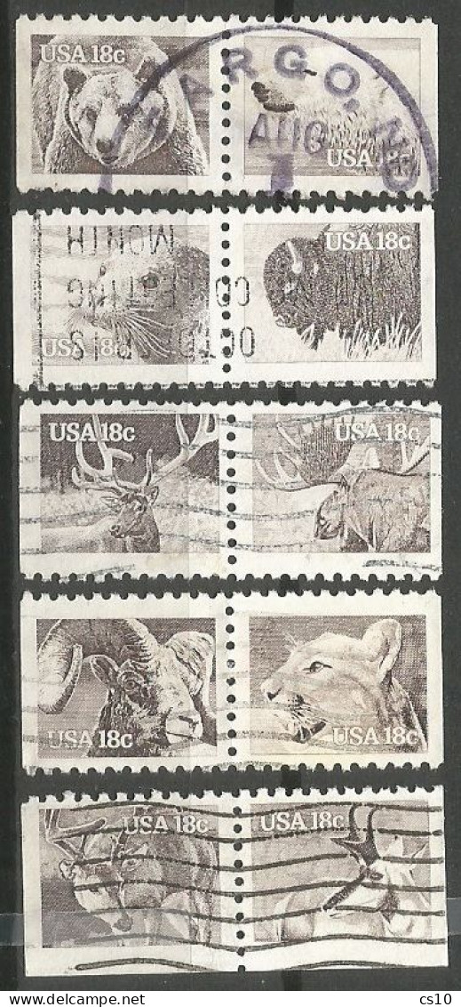 USA 1981 American Wildlife SC # 1880/89  Complete 10v Set In Booklet Pairs - 1981-...