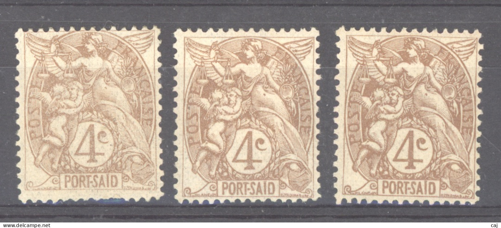 Port Saïd  :  Yv  23  *    3  Teintes - Neufs