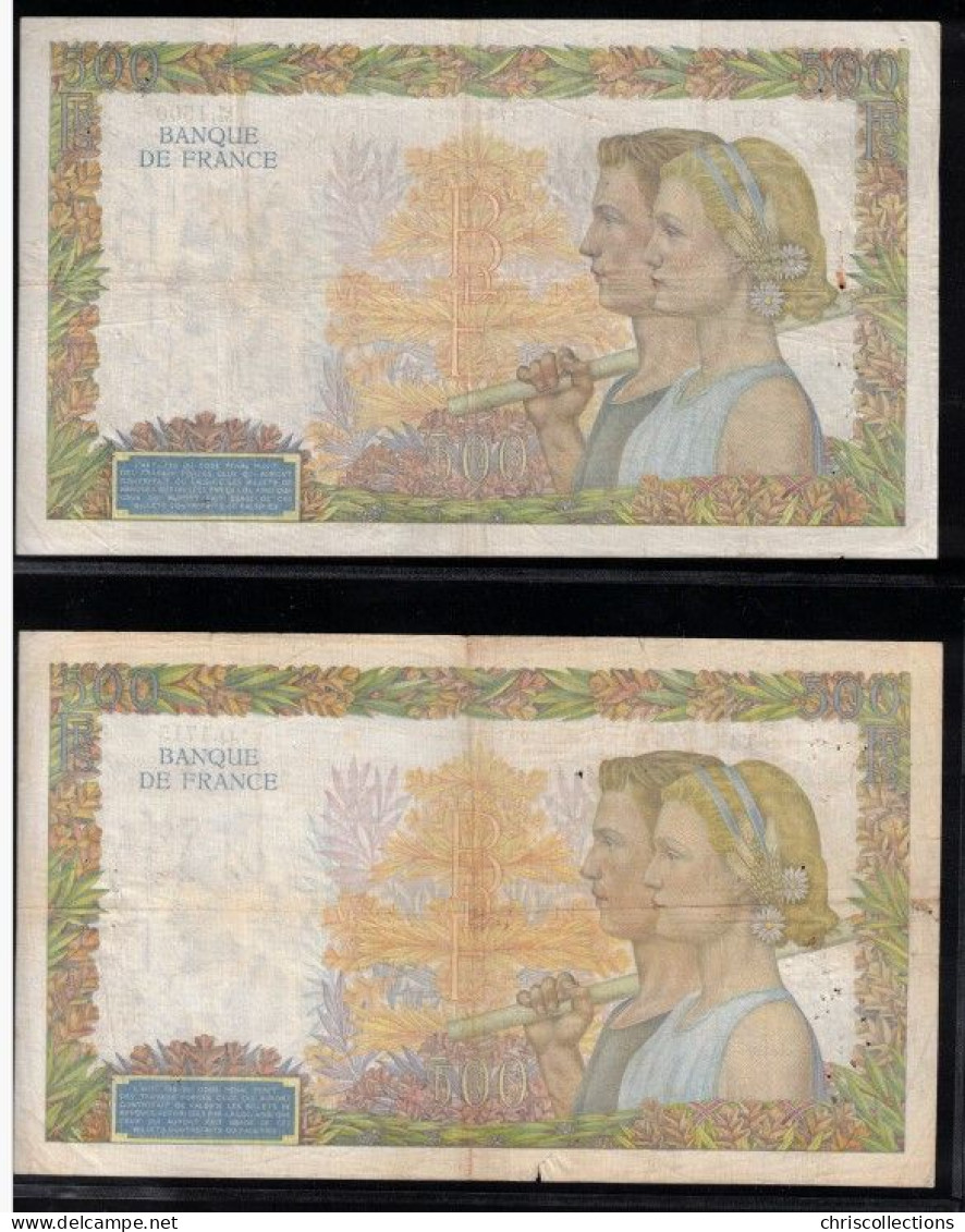 FRANCE - Lot De 3 Billets Français - 500F La Paix - F : 32/10 - 32/11 - 32/12 - 5.12.1940 - 19.12.1940 - 9.1.1941 - 500 F 1940-1944 ''La Paix''