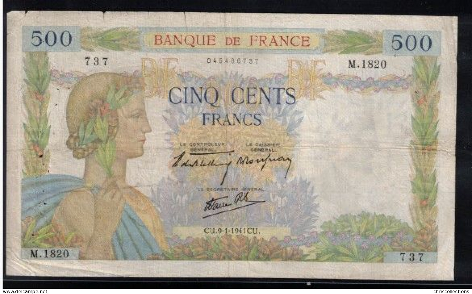 FRANCE - Lot De 3 Billets Français - 500F La Paix - F : 32/10 - 32/11 - 32/12 - 5.12.1940 - 19.12.1940 - 9.1.1941 - 500 F 1940-1944 ''La Paix''