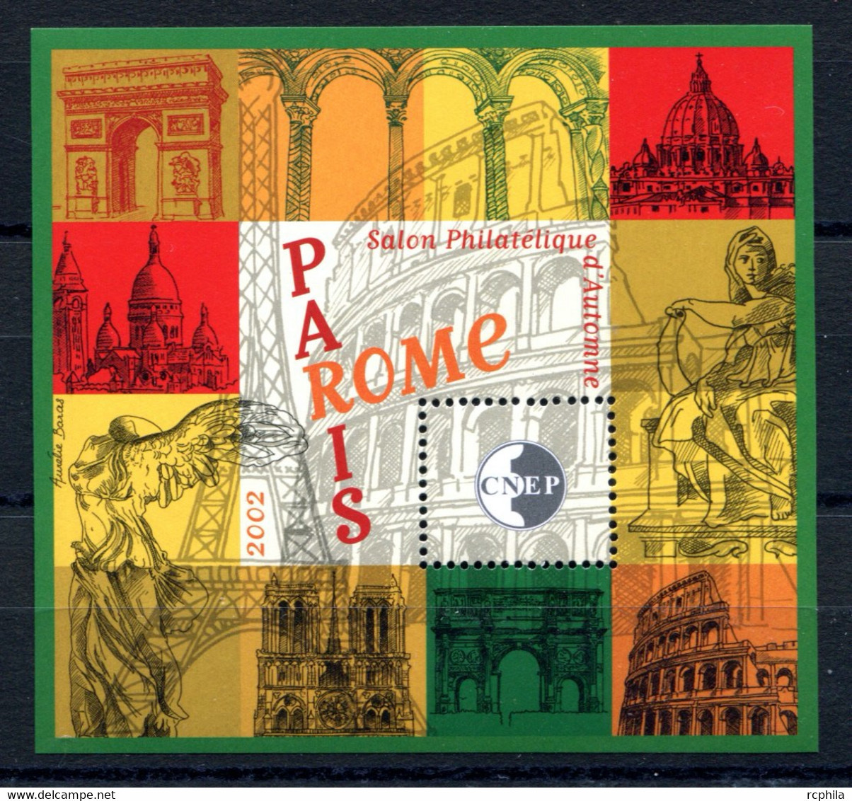 RC 24315 FRANCE COTE 12€ CNEP N° 37 - 2002 SALON PHILATELIQUE D' AUTOMNE A PARIS ROME BLOC NEUF ** MNH TB - CNEP