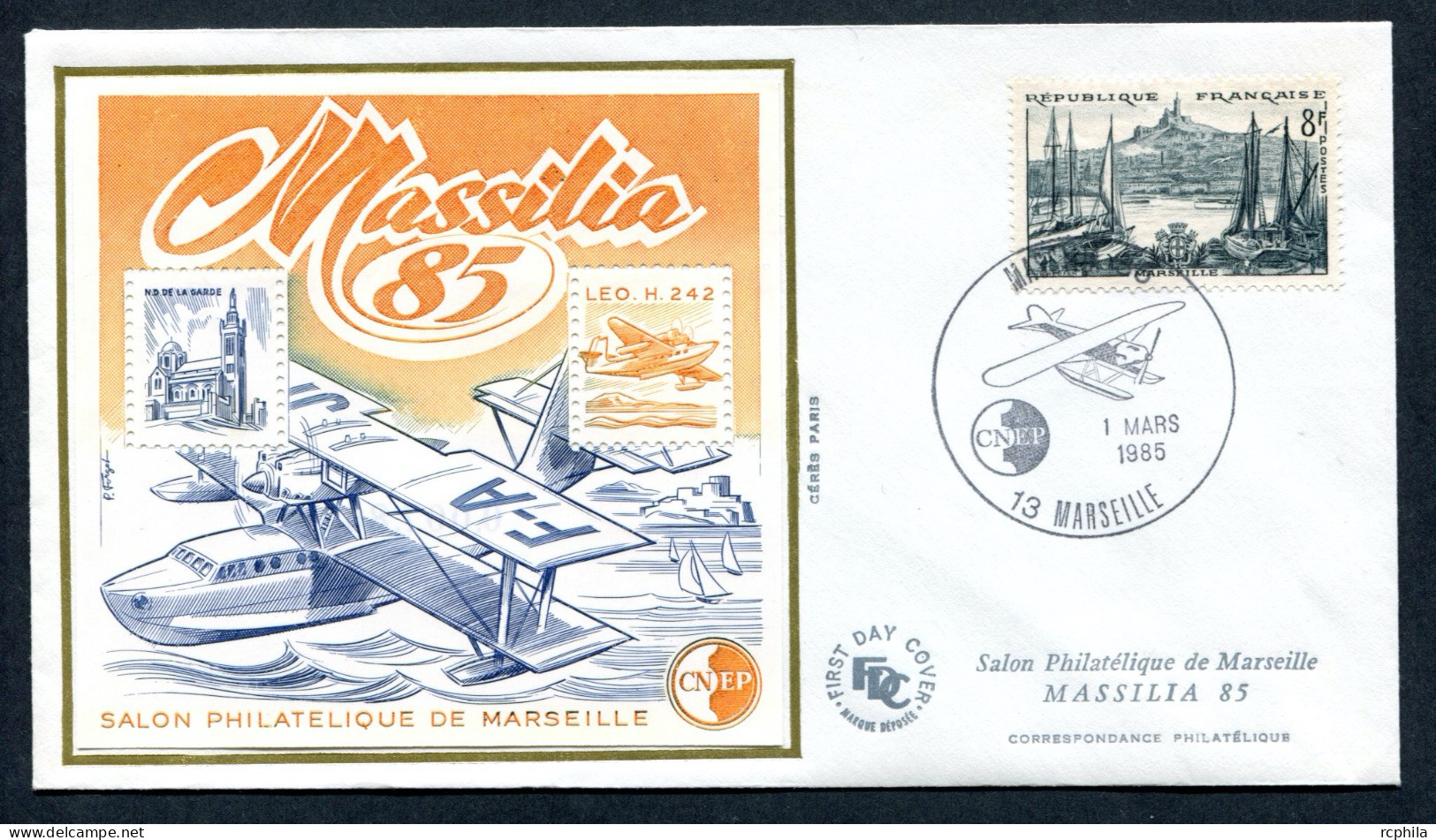 RC 24285 FRANCE CNEP N° 6 - 1985 SALON PHILATELIQUE DE MARSEILLE MASSILIA 85 BLOC SUR ENVELOPPE FDC 1er JOUR TB - CNEP