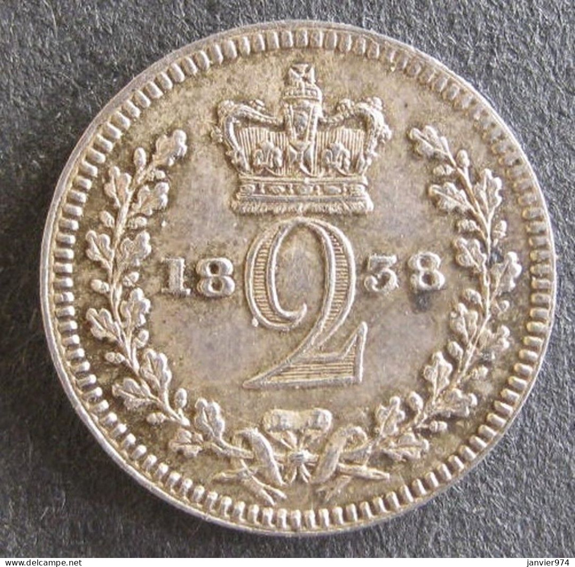 Grande Bretagne 2 Pence 1838, Victoria , En Argent , UNC. KM# 729 - E. 1 1/2 - 2 Pence