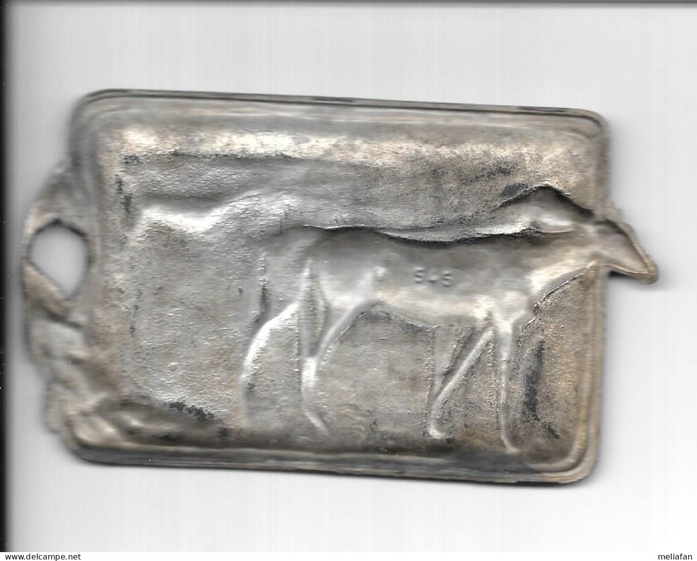 EK47 - CENDRIER ? OU PETIT PLATEAU EN METAL ARGENTE - CHEVAUX - OUVET - FORMAT 12 X 7 CM - Animaux