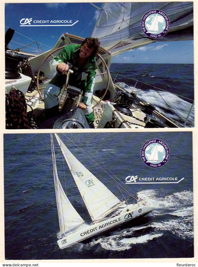 - M57125CPM - BATEAUX - 2 CARTES - Philippe JANTOT Boc Challenge 1990 - CREDIT AGRICOLE - Très Bon état - THEMES - Sailing