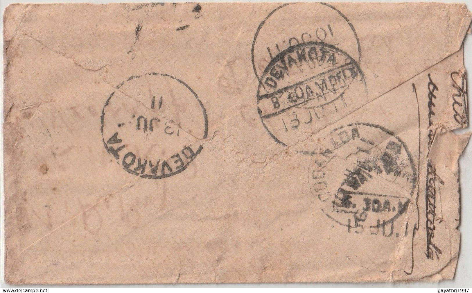 India   Edward Cover From Nagapatnam To Devakotai Redirect To Mayavaram With Delivery Cancellation (P02) - Briefe