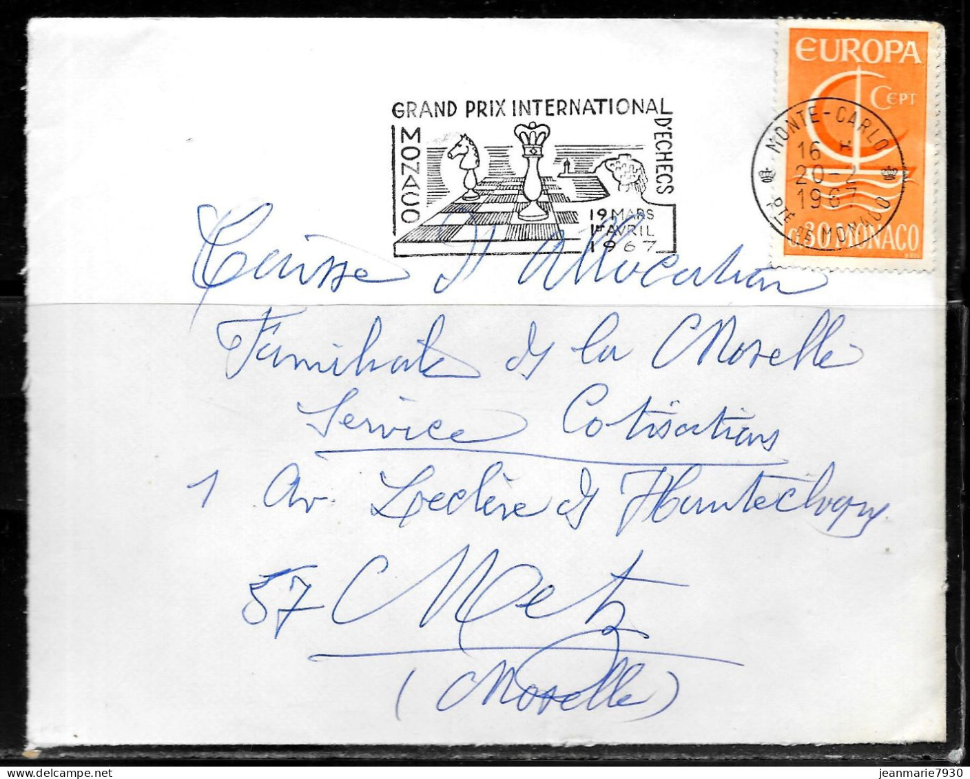 CC69 - MONACO - LETTRE DE MONTE CARLO DU 20/02/67 POUR METZ - Postmarks