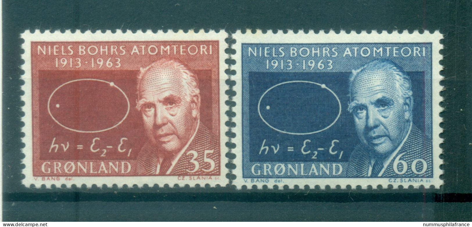 Groenland   1963 - Y & T N. 53/54 - Niels Bohr  (Michel N. 62/63) - Unused Stamps