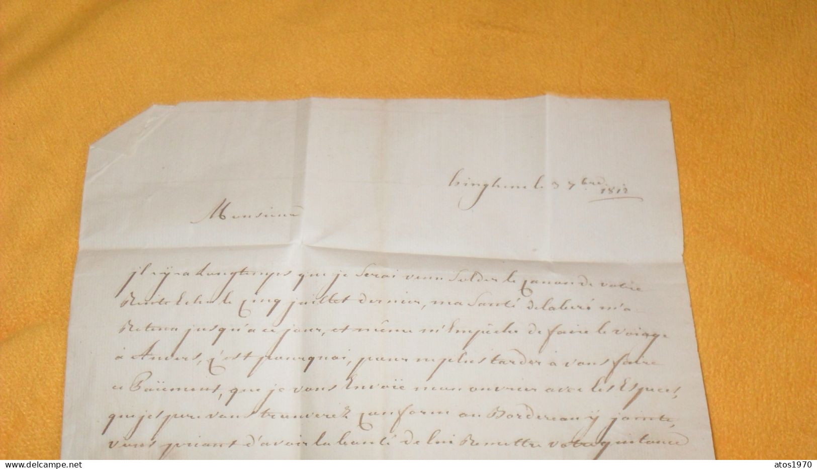 LETTRE ANCIENNE DE 1812 ?../ A IDENTIFIER DEPART ?..POUR ANVERS ...BELGIQUE - 1794-1814 (French Period)