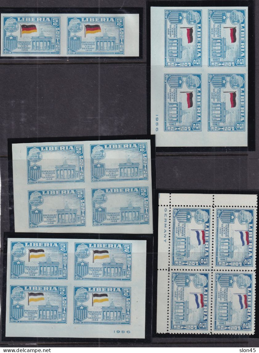 Liberia 1958 Germany Varieties Blocks Of 4 Imperf MNH Flag 16003 - Fouten Op Zegels