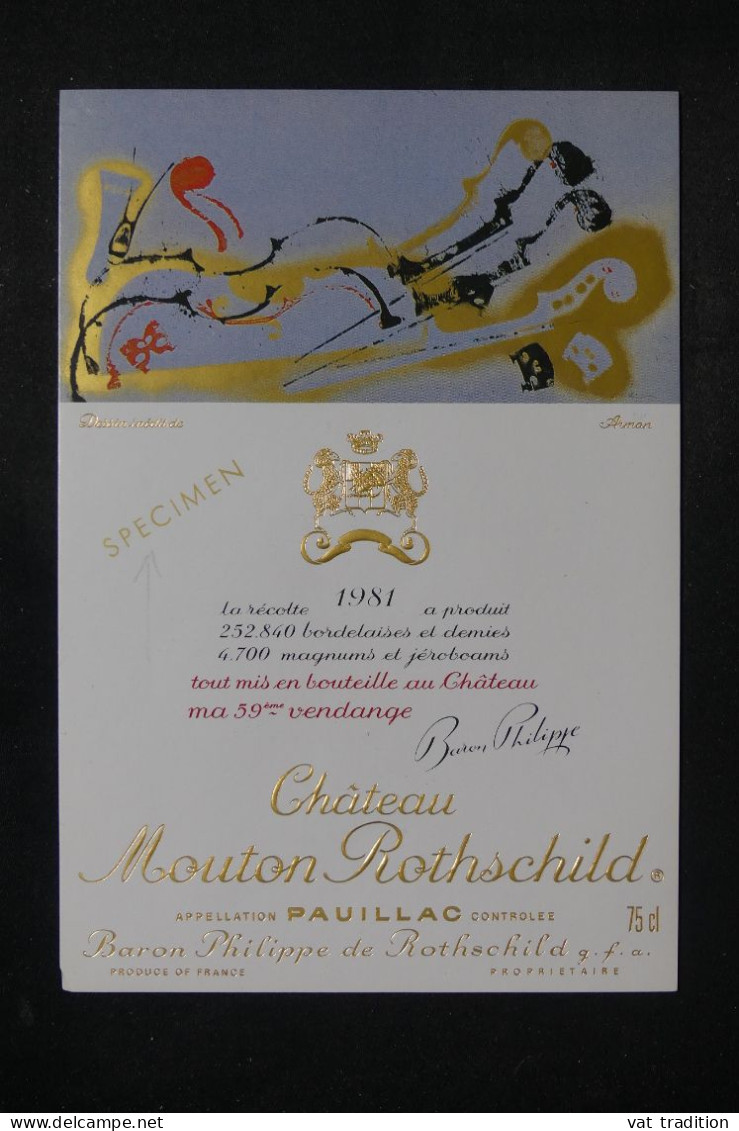 VINS  - Étiquette De Vin ( SPECIMEN )  Château Mouton Rothschild En 1981 - L 150752 - Bordeaux