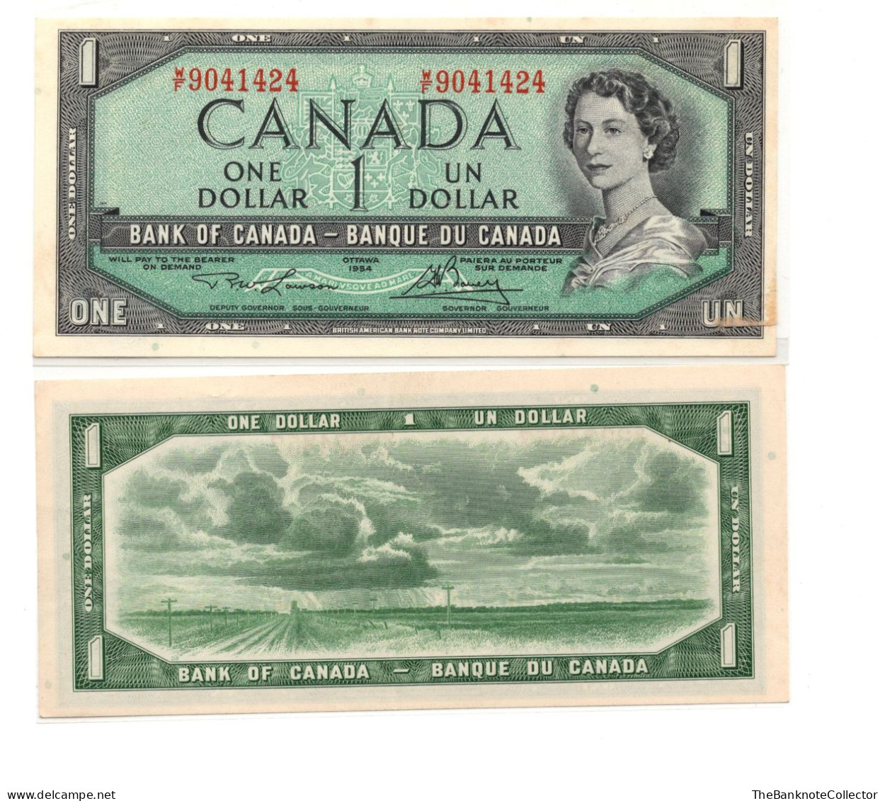 Canada 1 Dollar ND 1954 QEII P-75 UNC Foxing LawsonBouey Signature - Canada