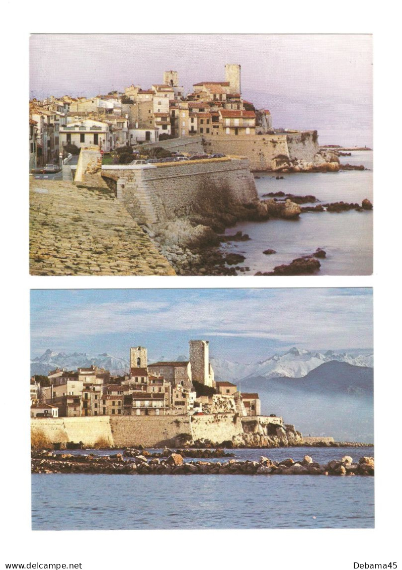 ALB/ 2 CP : Dép. 06 : ANTIBES : La Vieille Ville, Le Soir - La Ville Devant Les Alpes, Le Matin - Antibes - Old Town