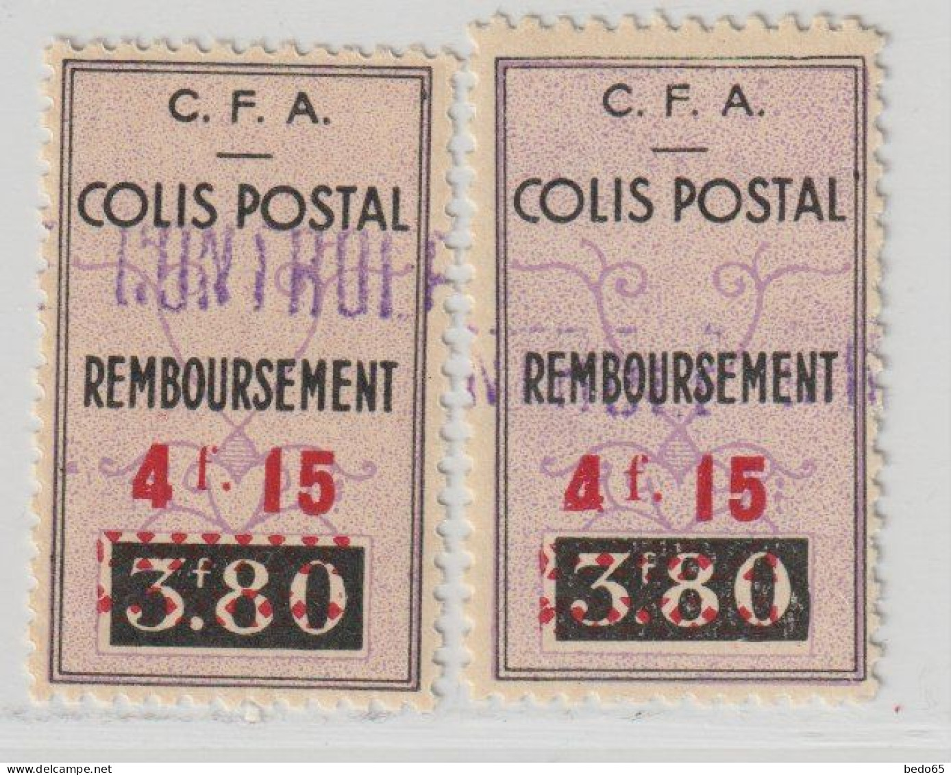 ALGERIE COLIS POSTAUX YVERT N° 77 ET 77a / MAURY N° 90Aa VARIETEE 4 BRISE NEUF** LUXE - Paketmarken