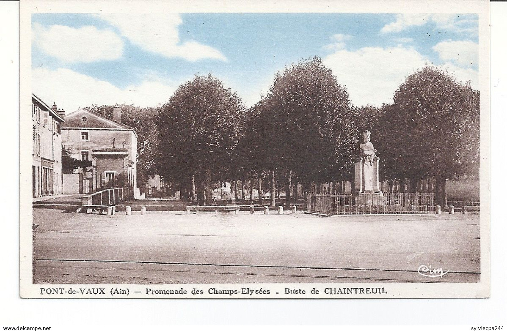 CPA 01 PONT DE VAUX - PROMENADE DES CHAMPS ELYSEES - BUSTE DE CHAINTREUIL - Pont-de-Vaux