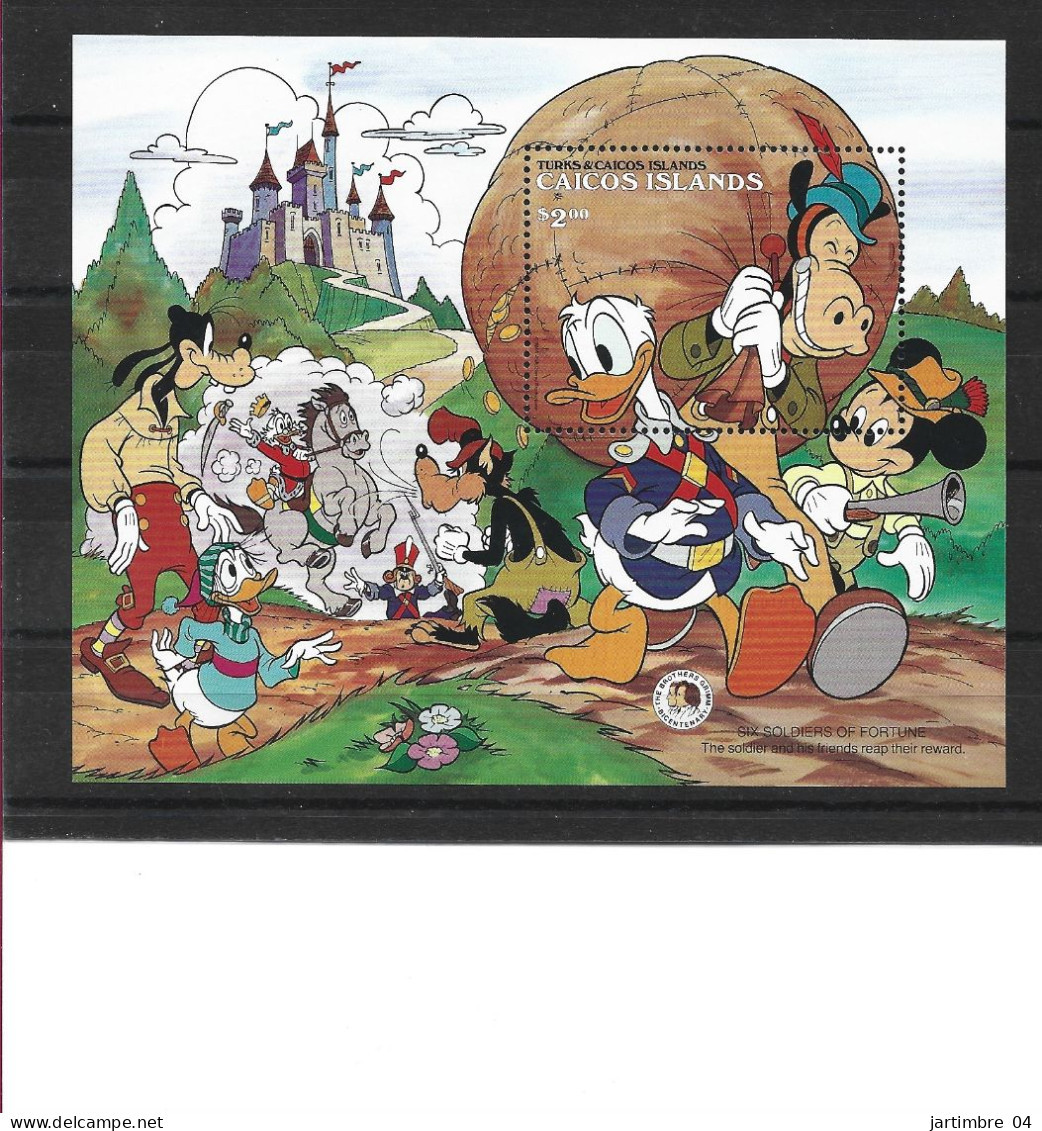 1985 TURKS ET CAIQUES CAIQUES BF 13 ** Walt Disney, Donald, Picsou - Turks And Caicos