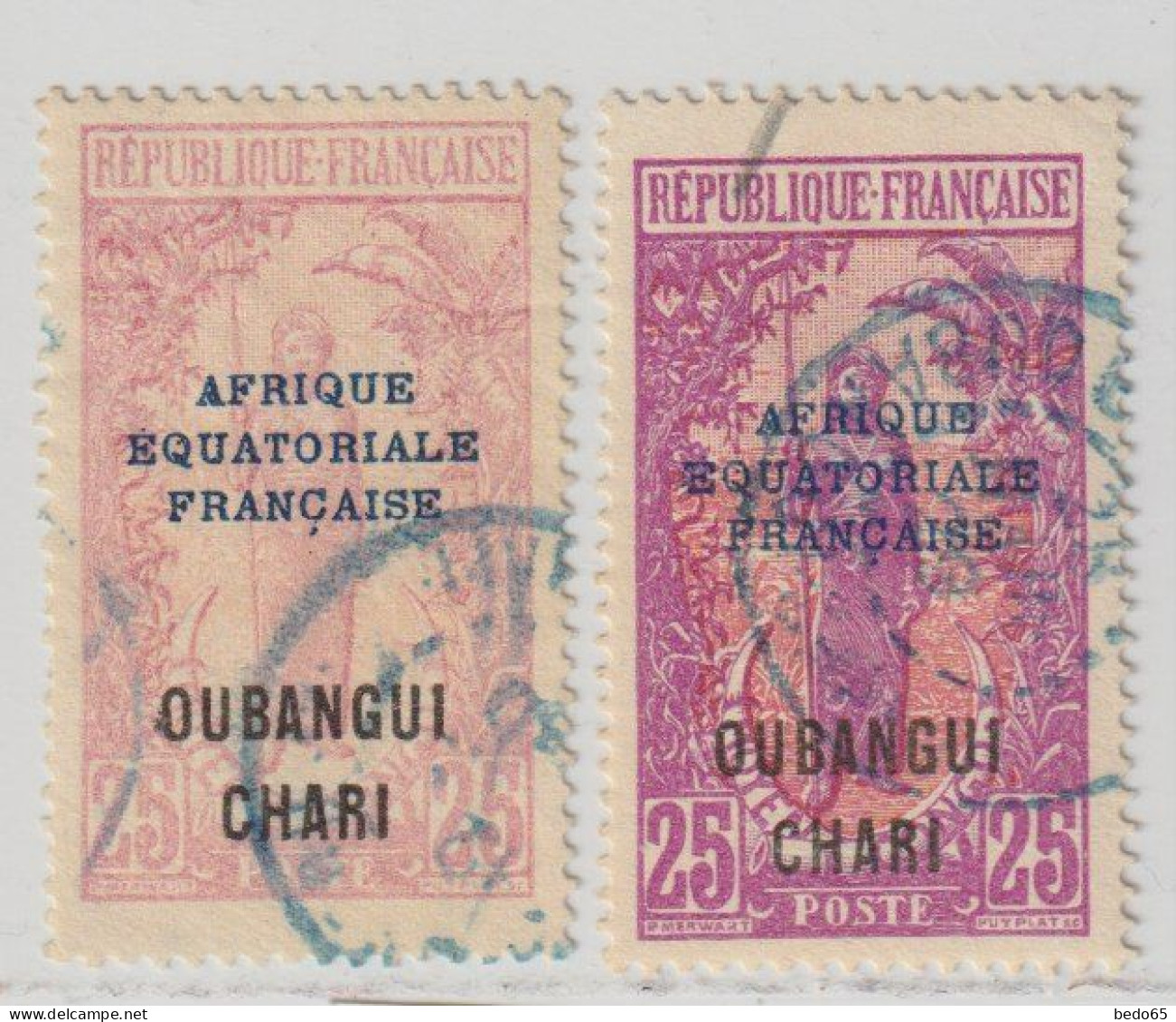 OUBANGUI N° 51 VARIETEE ROSE AULIEU DE LILAS ET ROUGE OBL TTB - Usati