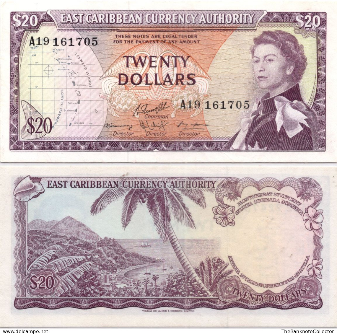 Eastern Carribean Authority 20 Dollars ND 1965 QEII P-15 Also Grenada/St Kitts/St Lucia - Canada