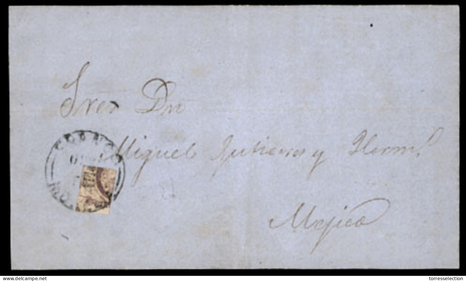 MEXICO. 1860(Oct 5th). Entire Letter To Mexico City Franked For 2 Real Rate By Quadrisected Morelia District 1856 8r Lil - México