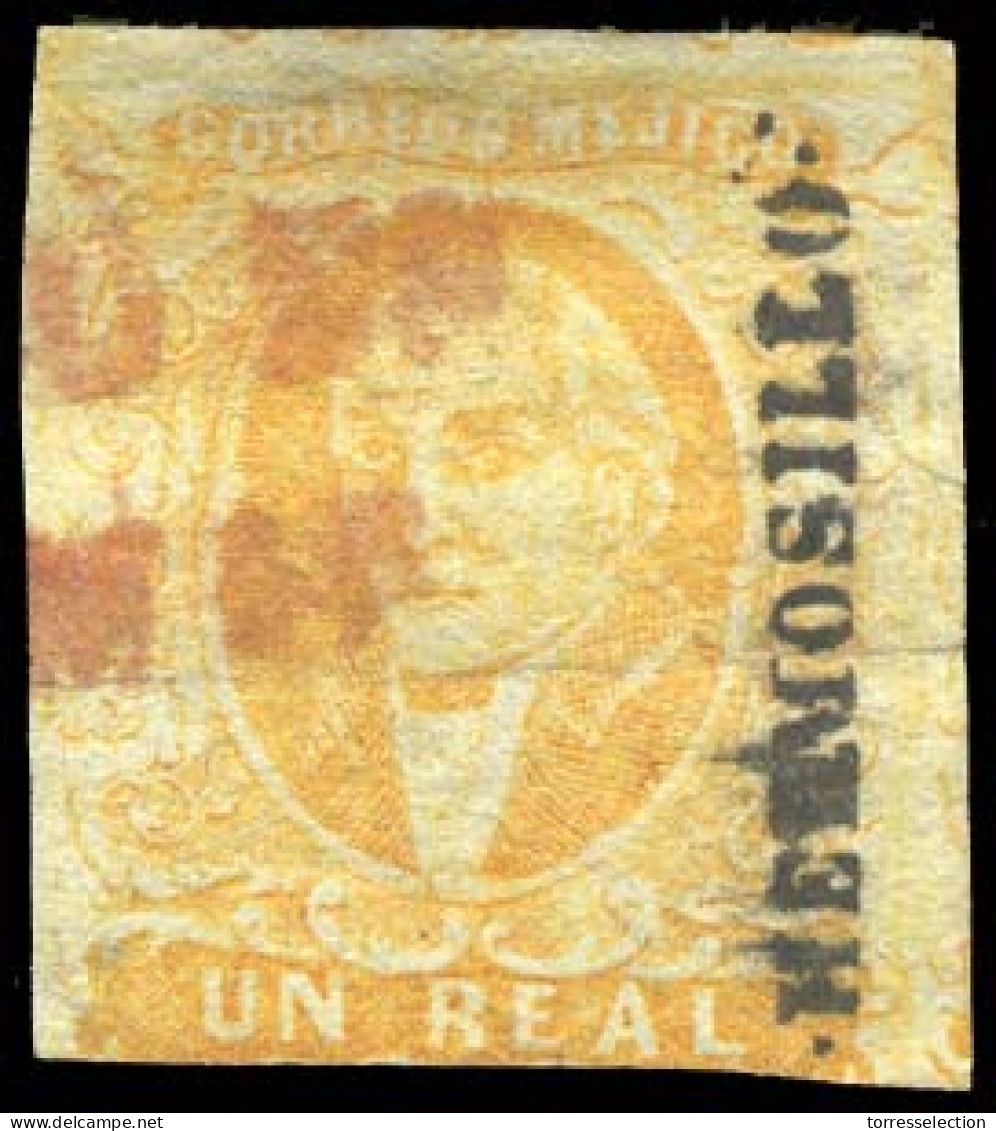 MEXICO. Sc. 2º. 1856 1 Rl Yellow, Hermosillo Name, Red "Franco/Guaymas" (xx) (Sch.546).  F. - México